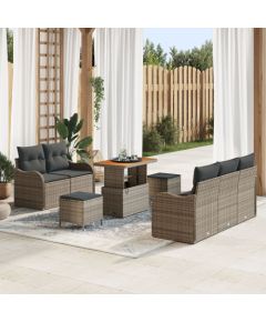 vidaXL Zestaw mebli ogrodowych 8-częściowy z poduszkami Szary Poli Rattan Akacja, vidaXL 2-osobowa sofa ogrodowa z poduszkami Szary Poli Rattan, vidaXL Zestaw do ogrodu 3-częściowy z poduszkami Szary Poli Rattan Akacja Dārza mēbeļu komplekti