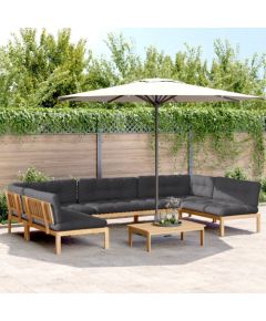 vidaXL Zestaw sof ogrodowych 13 części z poduszkami czarnymi polirattan akacja, vidaXL Sofa ogrodowa na 2 osoby z poduszkami czarnymi polirattan, vidaXL Zestaw do jedzenia w ogrodzie 3 części z poduszkami czarnymi polirattan akacja Dārza mēbeļu komplekti