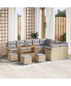 vidaXL 13-częściowy zestaw sofy ogrodowej z poduszkami Beżowy Poli Rattan Akacja, vidaXL 4-częściowy zestaw do jadalni ogrodowej z poduszkami Beżowy Poli Rattan Akacja, vidaXL Dwuosobowa sofa ogrodowa z poduszkami Beżowy Poli Rattan Dārza mēbeļu komplekti