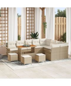 vidaXL 12-częściowy zestaw sof ogrodowych z poduszkami beżowy polirattan akacja, vidaXL 3-częściowy zestaw do jadalni ogrodowej z poduszkami beżowy polirattan akacja, vidaXL 2-osobowa sofa ogrodowa z poduszkami beżowy polirattan Dārza mēbeļu komplekti