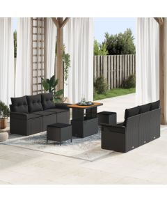 vidaXL 9 Częściowy Zestaw Sofy Ogrodowej z Poduszkami Czarny Poli Rattan Akacjowy, vidaXL 2-osobowa Sofa Ogrodowa z Poduszkami Czarny Poli Rattan, vidaXL 3 Częściowy Zestaw Mebli Ogrodowych z Poduszkami Czarny Poli Rattan Akacjowy Dārza mēbeļu komplekti