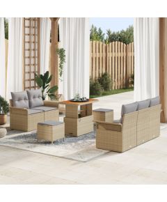 vidaXL Modułowy Zestaw Sofy Ogrodowej 8-częściowy z Poduszkami Beżowy Rattan Akacja, vidaXL 2-osobowa Sofa Ogrodowa z Poduszkami Beżowy Rattan, vidaXL 3-częściowy Zestaw Stołowy Ogrodowy z Poduszkami Beżowy Rattan Akacja Dārza mēbeļu komplekti