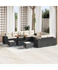 Zestaw ogrodowy 13 części vidaXL z poduszkami Czarny Polirattan, Zestaw ogrodowy 3 części vidaXL z poduszkami Czarny Polirattan Dārza mēbeļu komplekti