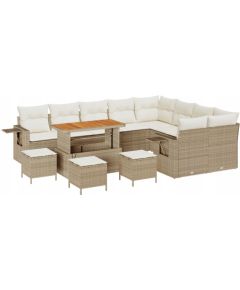 vidaXL 13 Częściowy Zestaw Sof Ogrodowych z Poduszkami Beżowy Rattan Akacja, vidaXL 4 Częściowy Zestaw Stołowy Ogrodowy z Poduszkami Beżowy Rattan Akacja Dārza mēbeļu komplekti