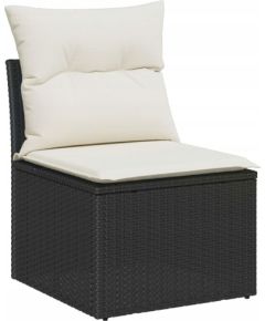 vidaXL 9-częściowy Zestaw Sofy Ogrodowej z Poduszkami Czarny Polirattan Akacja, vidaXL 3-częściowy Zestaw Do Jadalni w Ogrodzie z Poduszkami Czarny Polirattan Akacja Dārza mēbeļu komplekti