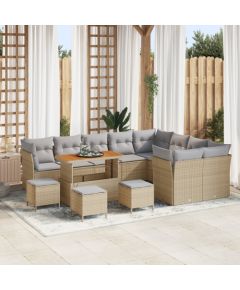 Zestaw sof ogrodowych vidaXL 13 częściowy z poduszkami Beżowy Rattan Akacja, Zestaw jadalniany vidaXL 4 częściowy z poduszkami Beżowy Rattan Akacja Dārza mēbeļu komplekti