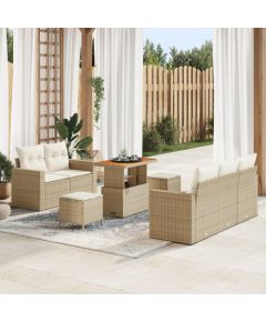 vidaXL 8-częściowy zestaw sof ogrodowych z poduszkami Beżowy polirattan akacja, vidaXL 3-częściowy zestaw do jadalni ogrodowej z poduszkami Beżowy polirattan akacja Dārza mēbeļu komplekti