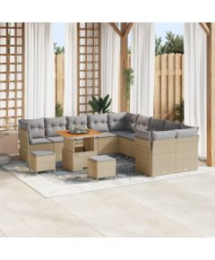 Vidaxl Zestaw 13-częściowy sofy ogrodowej z poduszkami Beżowy Poly Rattan, Zestaw 3-częściowy do ogrodu z poduszkami Beżowy Poly Rattan Dārza mēbeļu komplekti