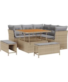 vidaXL 8-częściowy zestaw sof ogrodowych z poduszkami Beżowy Rattan Akacja, vidaXL 3-częściowy zestaw do jadalni ogrodowej z poduszkami Beżowy Rattan Akacja Dārza mēbeļu komplekti