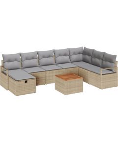 vidaXL 9 Częściowy Zestaw Sof Ogrodowych z Poduszkami Beżowy Poly Rattan, vidaXL 2-osobowa Sofa Ogrodowa z Przechowywaniem i Poduszkami Beżowy Poly Rattan Dārza mēbeļu komplekti