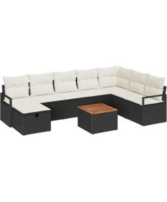 vidaXL 9-częściowy zestaw kanap ogrodowych z poduszkami czarny polirattan, vidaXL sofa ogrodowa 2-osobowa z przechowalnią i poduszkami czarny polirattan Dārza mēbeļu komplekti