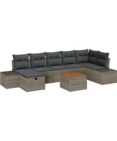 vidaXL Zestaw 8-częściowy Sofy ogrodowej z poduszkami Szary Polirattan Dārza mēbeļu komplekti