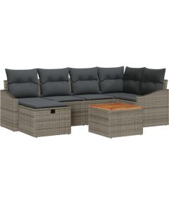 vidaXL 7-częściowy zestaw sofy ogrodowej z poduszkami szary poli rattan Dārza mēbeļu komplekti