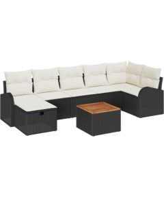 vidaXL 8-Częściowy Zestaw Sofy Ogrodowej z Poduszkami Polirattan Czarny, vidaXL 2-osobowa Sofa Ogrodowa z Przechowalnią i Poduszkami Polirattan Czarny Dārza mēbeļu komplekti