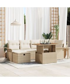 vidaXL 7 Częściowy Zestaw Sof Ogrodowych z Poduszkami Beżowy Polirattan Dārza mēbeļu komplekti