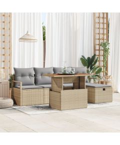 vidaXL Zestaw Sof Ogrodowych 6-częściowych z Poduszkami Beżowym Polirattanem, vidaXL Sofa Ogrodowa 2-osobowa z Poduszkami Beżowym Polirattanem Dārza mēbeļu komplekti