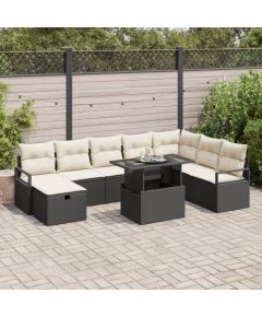 Zestaw Sof ogrodowych vidaXL 9 części z poduszkami Czarny Polirattan, Zestaw ogrodowy 2-osobowy vidaXL z poduszkami Czarny Polirattan Dārza mēbeļu komplekti
