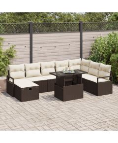 vidaXL 9-częściowy zestaw kanap ogrodowych z poduszkami brązowy polirattan, vidaXL kanapa ogrodowa dwuosobowa z poduszkami brązowy polirattan Dārza mēbeļu komplekti