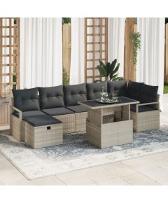 vidaXL Zestaw sof ogrodowych Zestaw 4-częściowy Jasnoszary Rattan Duży Dārza mēbeļu komplekti