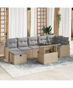 vidaXL 8-częściowy zestaw kanapowy do ogrodu z poduszkami Beżowy polirattan, vidaXL 2-osobowa kanapa ogrodowa z poduszkami Beżowy polirattan Dārza mēbeļu komplekti