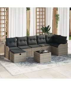 vidaXL Zestaw 8 Częściowej Sofy Ogrodowej z Poduszkami Szary Rattan, vidaXL Sofa Ogrodowa 2-osobowa z Przechowalnią i Poduszkami Szary Rattan Dārza mēbeļu komplekti