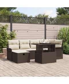 vidaXL 7-częściowy zestaw sof ogrodowych z poduszkami brązowy polirattan Dārza mēbeļu komplekti