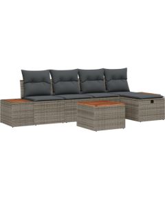 vidaXL Zestaw Sof Ogrodowych 6 Części z Poduszkami Szary Polirattan Dārza mēbeļu komplekti