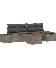 vidaXL 6-częściowy Zestaw Sofa Ogrodowa z Poduszkami Szary Polirattan Dārza mēbeļu komplekti