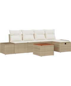 vidaXL 6-częściowy zestaw sof ogrodowych z poduszkami beżowy poli rattan Dārza mēbeļu komplekti