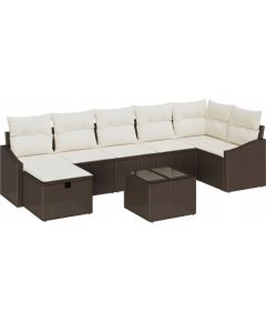 vidaXL Zestaw Sofy Ogrodowej  z 8 częściami i Poduszkami Brązowy Polirattan Dārza mēbeļu komplekti