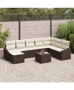 vidaXL 9-częściowy zestaw sof ogrodowych z poduszkami w brązowym polirattanem Dārza mēbeļu komplekti