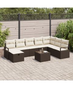 vidaXL 9 Elementowy Zestaw Sof Ogrodowych z Poduszkami Brązowy Polirattan, vidaXL 2-Miejscowa Sofa Ogrodowa z Poduszkami Brązowy Polirattan Dārza mēbeļu komplekti