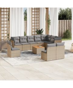 Zestaw sof ogrodowych vidaXL 11 elementów z poduszkami Beżowy Polirattan, Dwumiejscowa sofa ogrodowa vidaXL z storage i poduszkami Beżowy Polirattan Dārza mēbeļu komplekti