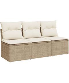 8-częściowy zestaw sof ogrodowych vidaXL z poduszkami Beżowy Rattan PE, 2-osobowa sofa ogrodowa vidaXL z przechowalnią i poduszkami Beżowy Rattan PE Dārza mēbeļu komplekti