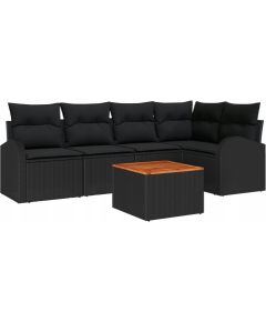 6-częściowy zestaw sof ogrodowych vidaXL z poduszkami Czarny Polirattan Dąb, 2-osobowa sofa ogrodowa vidaXL z miejscem do przechowywania i poduszkami Czarny Polirattan Dārza mēbeļu komplekti