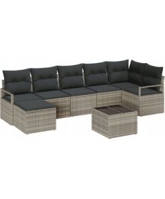vidaXL Zestaw kanap ogrodowych 9 części z poduszkami Szary Rattan Polistyrenowy, vidaXL Sofa ogrodowa 2-osobowa z przechowywaniem i poduszkami Szary Rattan Dārza mēbeļu komplekti