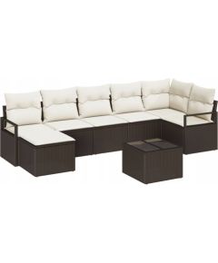 Vidaxl 7-częściowy zestaw sofy ogrodowej z poduszkami szary polirattan, 2-osobowa sofa ogrodowa z przechowalnią i poduszkami brązowy polirattan Dārza mēbeļu komplekti