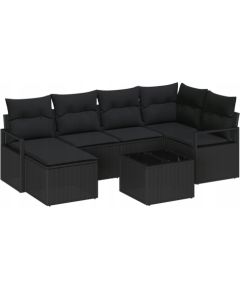 vidaXL 7-elementowy zestaw sof ogrodowych z poduszkami, beżowy polirattan, vidaXL sofa ogrodowa dwuosobowa z pojemnikiem i poduszkami czarny polirattan Dārza mēbeļu komplekti