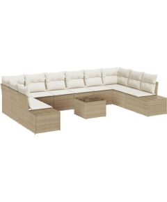 vidaXL Zestaw 11-częściowych sof ogrodowych z poduszkami brązowy polirattan Dārza mēbeļu komplekti