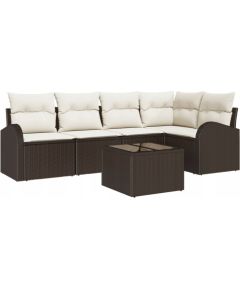 Vidaxl Zestaw 5-częściowej sofy ogrodowej z poduszkami Szary Polirattan, Sofa ogrodowa 2-osobowa z miejscem na przechowywanie i poduszkami Brązowa Polirattan Dārza mēbeļu komplekti