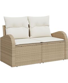 Vidaxl 8-częściowy zestaw sof ogrodowych z poduszkami Beżowy Polirattan, 2-osobowa sofa ogrodowa z miejscem do przechowywania i poduszkami Beżowy Polirattan Dārza mēbeļu komplekti