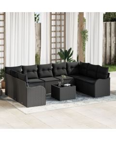 vidaXL 10-częściowy zestaw sof ogrodowych z poduszkami beżowy polirattan, vidaXL 2-osobowa sofa ogrodowa z miejscem do przechowywania i poduszkami czarny polirattan Dārza mēbeļu komplekti