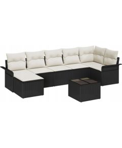 vidaXL 7 Częściowy Zestaw Sofy Ogrodowej z Poduszkami Brązowy Polirattan, vidaXL Sofa Ogrodowa 2-osobowa z Schowkiem i Poduszkami Czarno Psikop Rattan Dārza mēbeļu komplekti