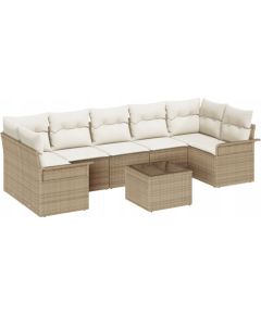 vidaXL 8-częściowy zestaw sof ogrodowych z poduszkami Beżowy polirattan Dārza mēbeļu komplekti