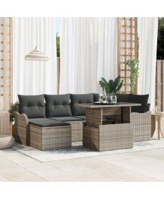 vidaXL 7-częściowy zestaw sofy ogrodowej z poduszkami Szary Poly Rattan, vidaXL 2-osobowa sofa ogrodowa z poduszkami Szary Poly Rattan Dārza mēbeļu komplekti