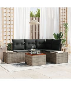 vidaXL 5-częściowy zestaw sof ogrodowych z poduszkami szary polirattan akacja Dārza mēbeļu komplekti