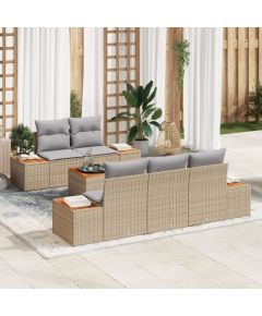 vidaXL 6-częściowy Zestaw Sof Ogrodowych z Poduszkami Beżowy Rattan Akacjowy Dārza mēbeļu komplekti