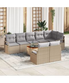 vidaXL 9-częściowy zestaw sofy ogrodowej z poduszkami Beżowy Polirattan Akacja, vidaXL 2-osobowa sofa ogrodowa z poduszkami Beżowa Polirattan Dārza mēbeļu komplekti