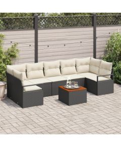 Zestaw sofy ogrodowej vidaXL 8-częściowy z poduszkami czarny rattan akacja, Zestaw sofy ogrodowej vidaXL 2-osobowy z poduszkami czarny rattan Dārza mēbeļu komplekti