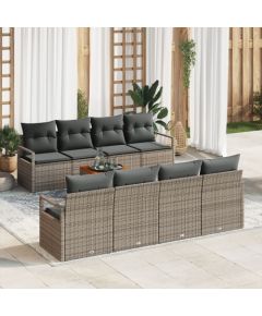 vidaXL 9-częściowy zestaw sof ogrodowych z poduszkami szary rattan akacja, vidaXL 2-osobowa sofa ogrodowa z poduszkami szary rattan polietylowy Dārza mēbeļu komplekti